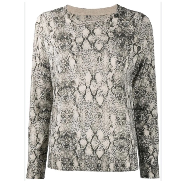 Zadig & Voltaire Cashmere Reglis Python Print Crew Neck Sweater - Picture 2 of 9